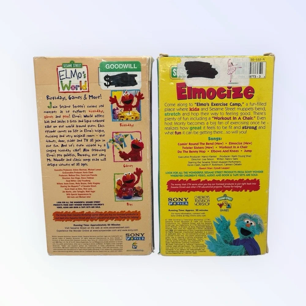 Sesame Street Elmo VHS LOT Elmocize [VHS] & ELMOS WORLD